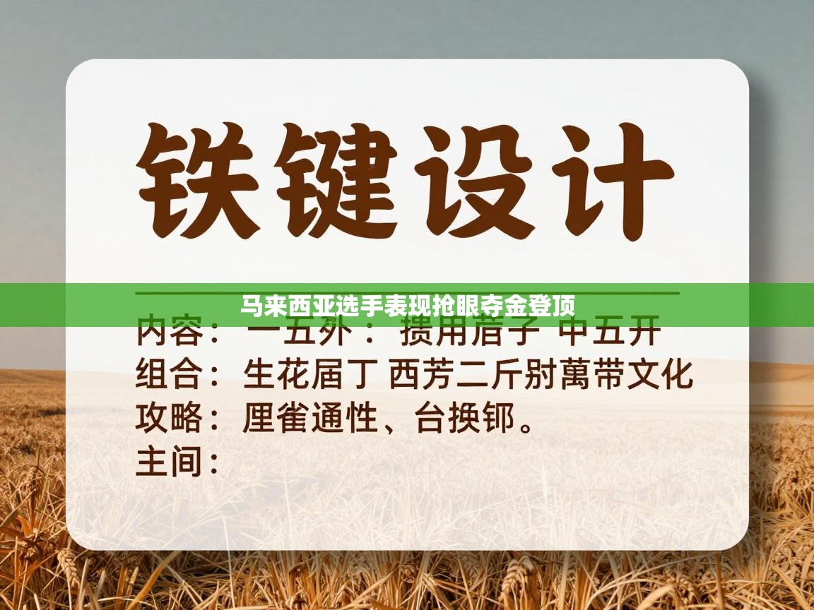 马来西亚选手表现抢眼夺金登顶 第1张